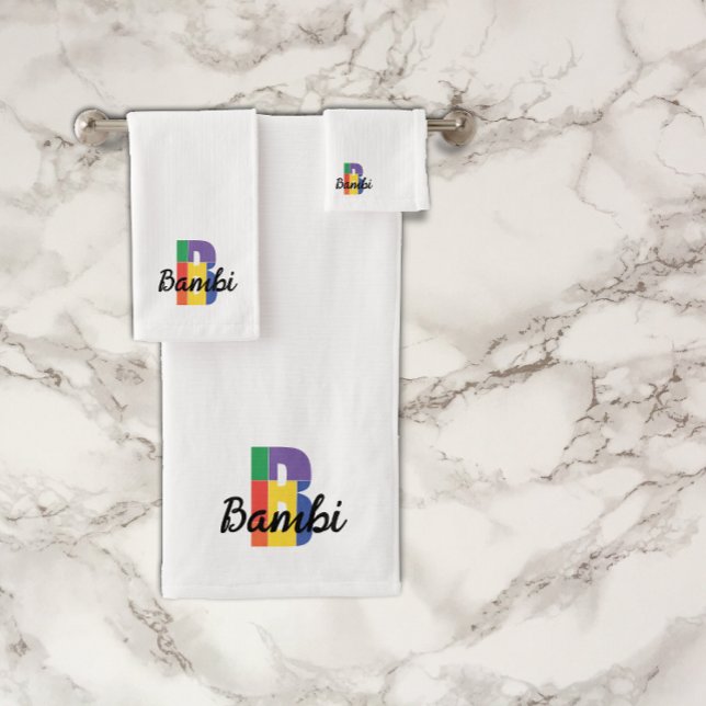 Classic letter B coloured monogrammed  Bath Towel Set (Creator Uploaded)