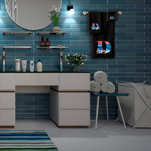 Classic letter B coloured monogrammed black Bath Towel Set