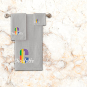 Classic letter C coloured monogrammed light grey Bath Towel Set