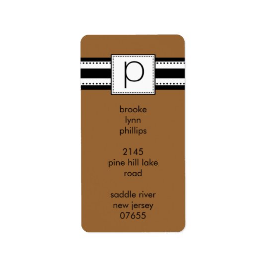 Classic Letter P Monogram Vetical Address Labels. Address Label