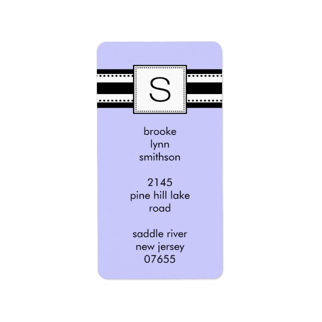 Classic Letter S Monogram Vetical Address Labels. Label (Front)