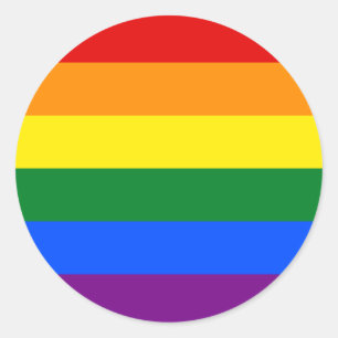 Classic LGBTQ Gay Pride Rainbow Flag Round Sticker