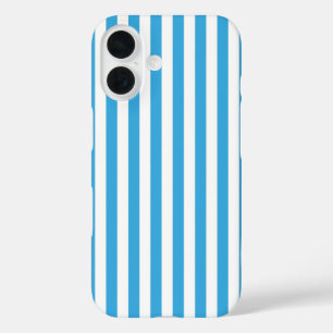 Classic Light Baby Blue and White Vertical Stripes iPhone 16 Case