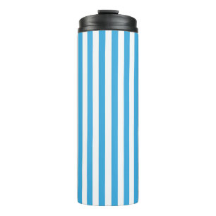 Classic Light Baby Blue and White Vertical Stripes Thermal Tumbler