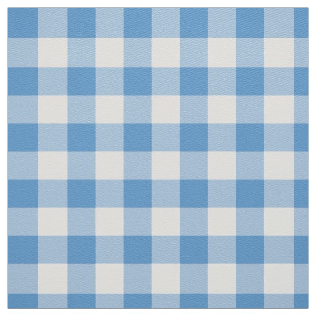 Classic Light Blue and White Gingham Plaid Fabric (Swatch)