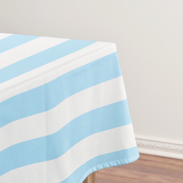 Classic Light Blue and White Stripes Tablecloth (In Situ)