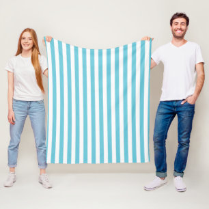 Classic Light Blue and White Vertical Stripes Fleece Blanket