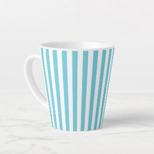 Classic Light Blue and White Vertical Stripes Latte Mug