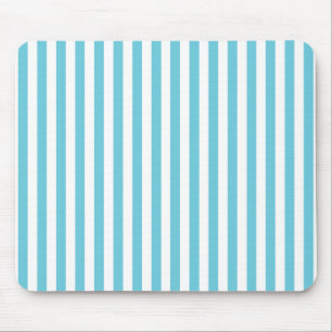 Classic Light Blue and White Vertical Stripes Mouse Pad
