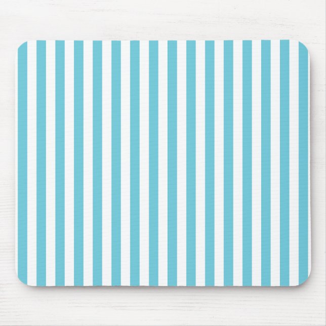 Classic Light Blue and White Vertical Stripes Mouse Pad (Front)