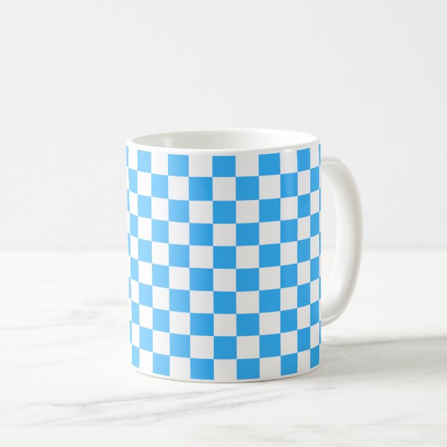 Classic light blue checkerboard  coffee mug (Front Right)