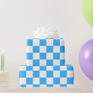 Classic light blue chequerboard wrapping paper