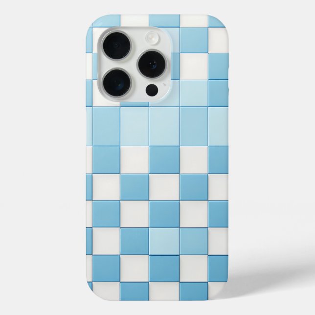Classic Light Blue & White Chequered Phone Case  (Back)