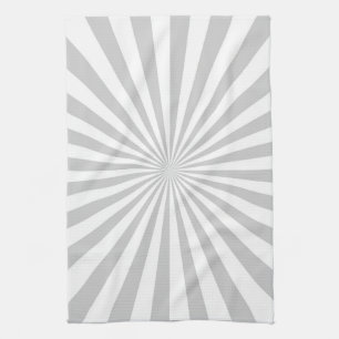 Classic Light Grey Burst Spinning Wheel Tea Towel