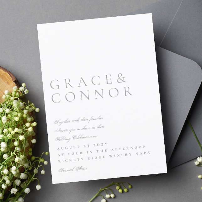 Classic Light Grey Elegant Modern Style Wedding Invitation (Creator Uploaded)