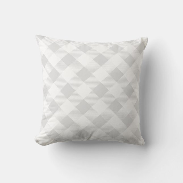 Classic light grey white diagonal strips cushion (Front)
