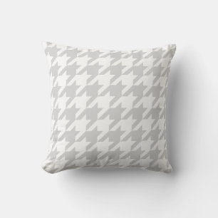 Classic Light Grey White Large Houndstooth Cushion