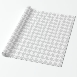 Classic Light Grey White Large Houndstooth Wrapping Paper