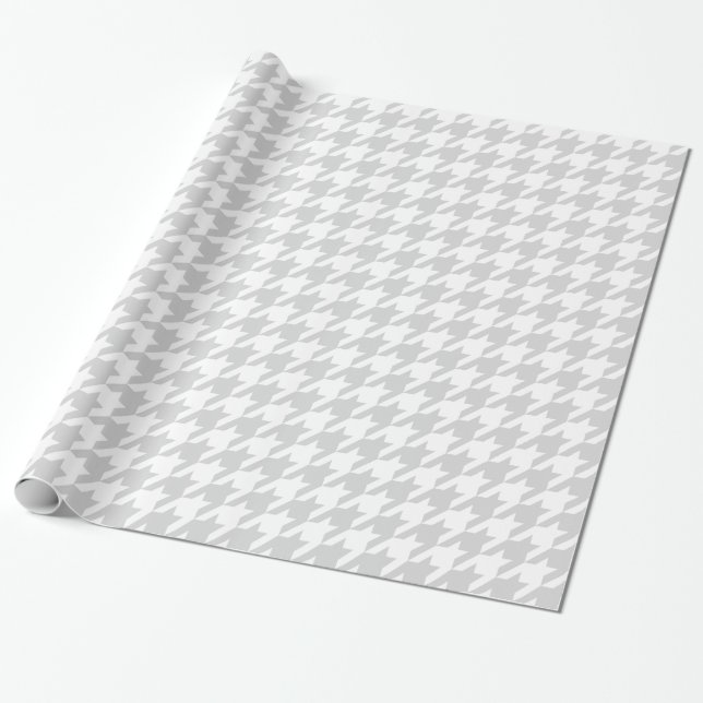 Classic Light Grey White Large Houndstooth Wrapping Paper (Unrolled)