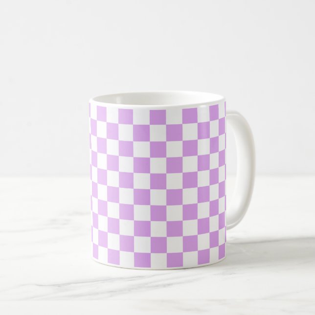 Classic light lavender checkerboard  coffee mug (Front Right)