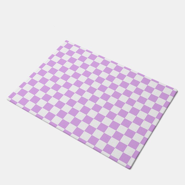 Classic light lavender checkerboard  doormat (Angled)