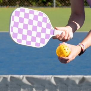 Classic light lavender chequerboard pickleball paddle