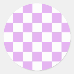 Classic light lavender chequerboard  round sticker