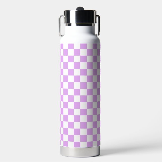 Classic light lavender chequerboard  water bottle (Front)