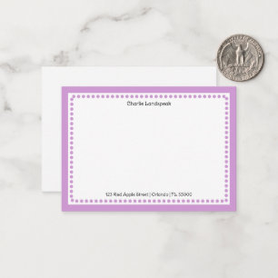Classic Light Purple Border & Dots Monogrammed Card