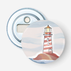Classic Lighthouse   Ocean Coastal Watercolor Bottle Opener