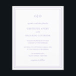 Classic Lilac Elegant Budget Wedding Invitation<br><div class="desc">Classic style purple / lavender all in one budget wedding invitation featuring a simple and minimal design with your monogram at the top and your event details surrounded by a double border. The fonts alternate between and elegant script, a traditional serif and minimalist sans serif fonts. The back has your...</div>