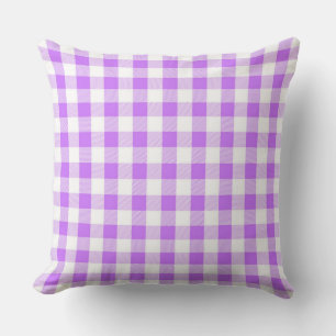 Classic Lilac Gingham Throw Pillow