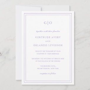 Classic Lilac QR Code Elegant Wedding Invitation