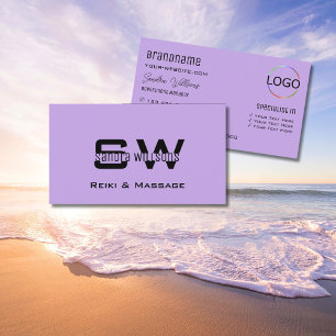 Classic Lilac with Monogram and Logo Light Purple Business Card