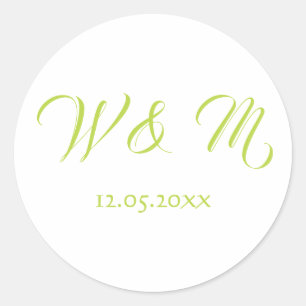 Classic Lime Green and White Classic Round Sticker