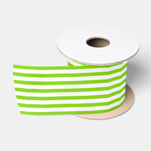 Classic Lime Green and White Nautical Striped Satin Ribbon