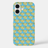 Classic Lime Green Slice Pattern On Sky Blue