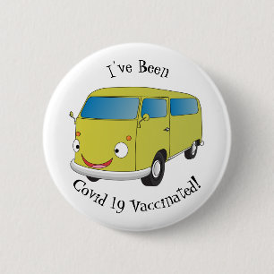 Classic lime green van cartoon 6 cm round badge