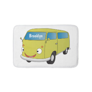 Classic lime green van cartoon bath mat