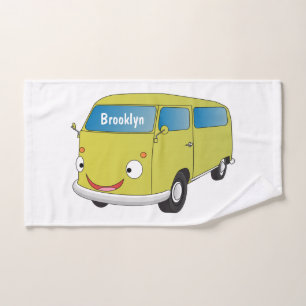 Classic lime green van cartoon bath towel set