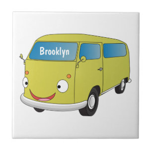 Classic lime green van cartoon ceramic tile