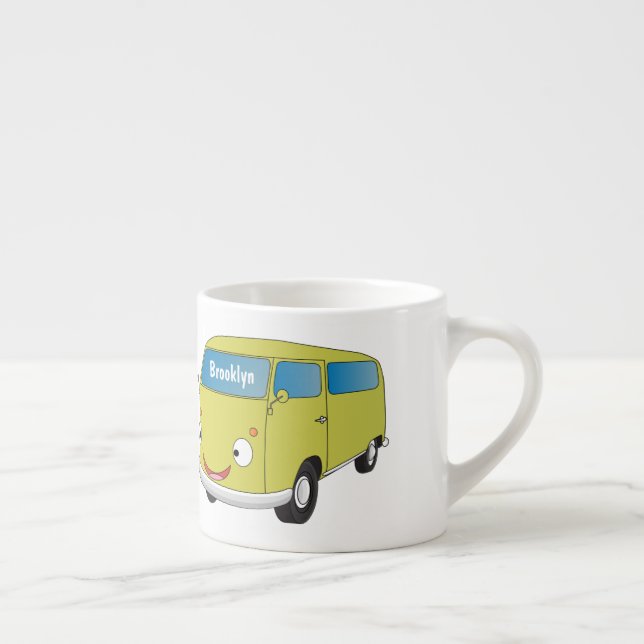 Classic lime green van cartoon espresso cup (Right)