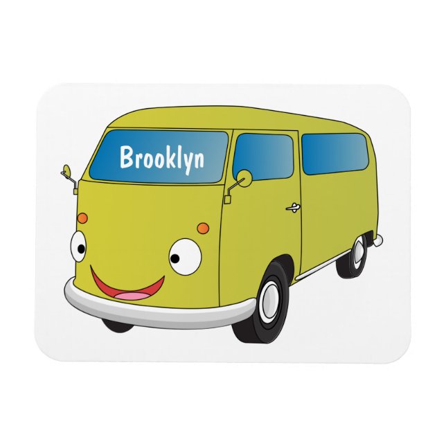 Classic lime green van cartoon magnet (Horizontal)