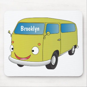 Classic lime green van cartoon mouse pad