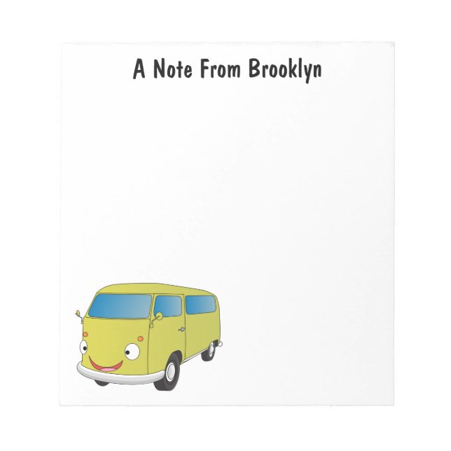 Classic lime green van cartoon notepad (Front)
