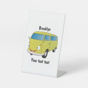 Classic lime green van cartoon pedestal sign