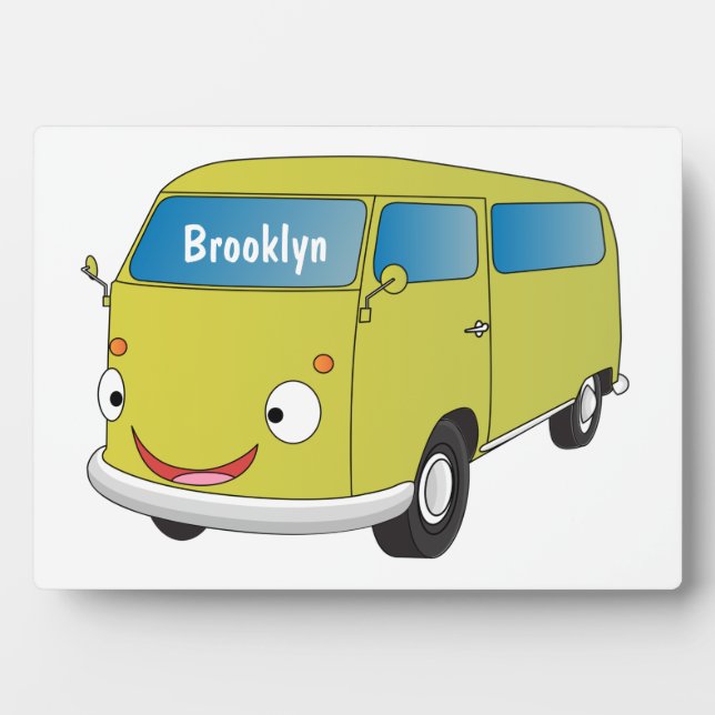 Classic lime green van cartoon plaque (Front)