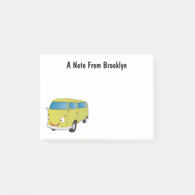 Classic lime green van cartoon post-it notes (Front)