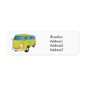 Classic lime green van cartoon return address label