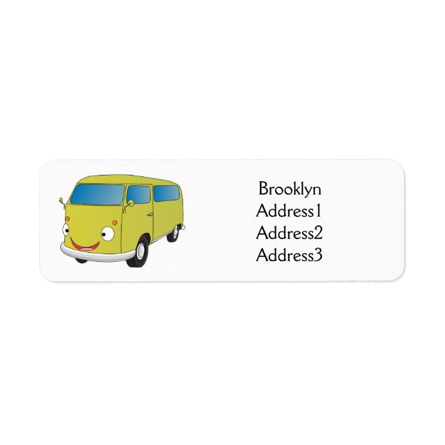 Classic lime green van cartoon return address label (Front)